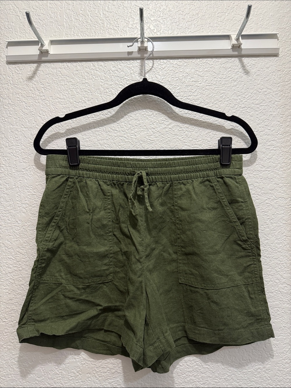 J. Crew Olive Drawstring Linen-Blend Shorts